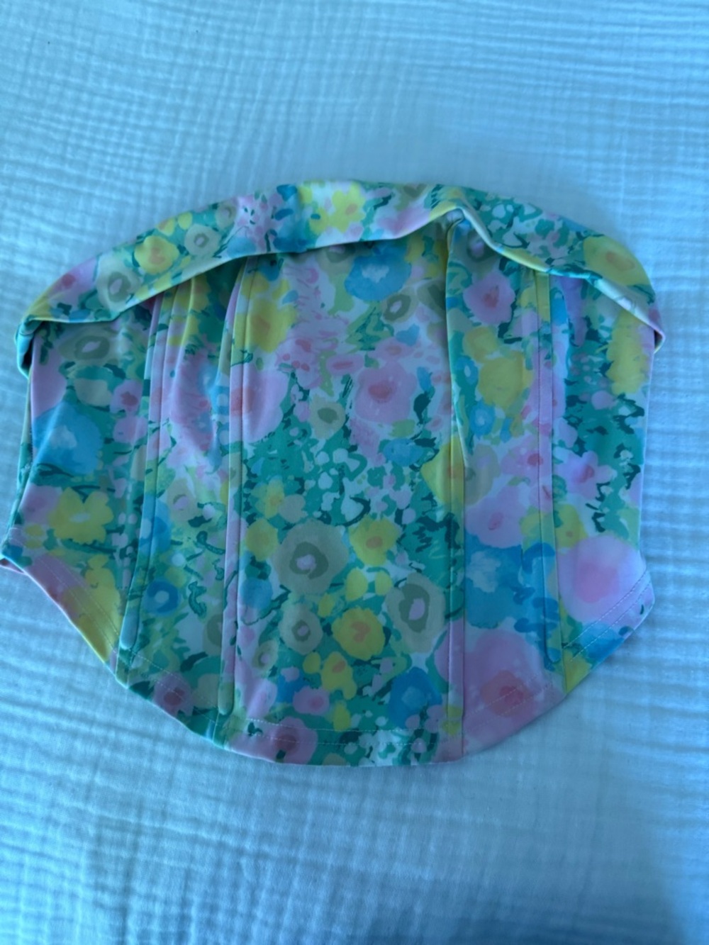 Floral Strapless Bustier Top in Pastel Multi-Color
